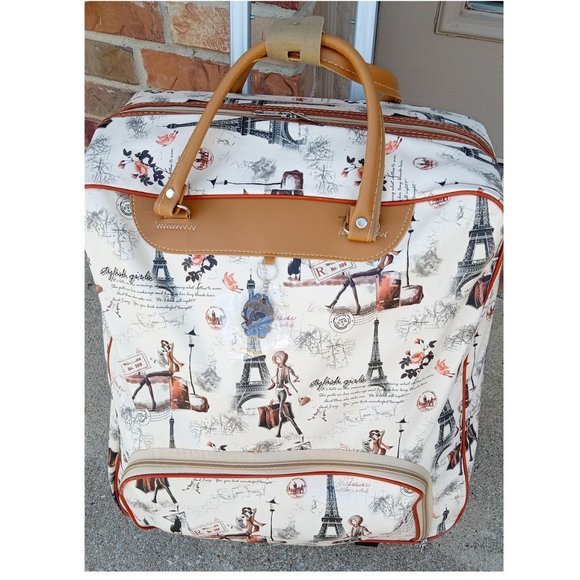 17" Suitcase with wheels Paris Scenes Carry-On Bag - Luggage with wheels - Picture 6 of 11